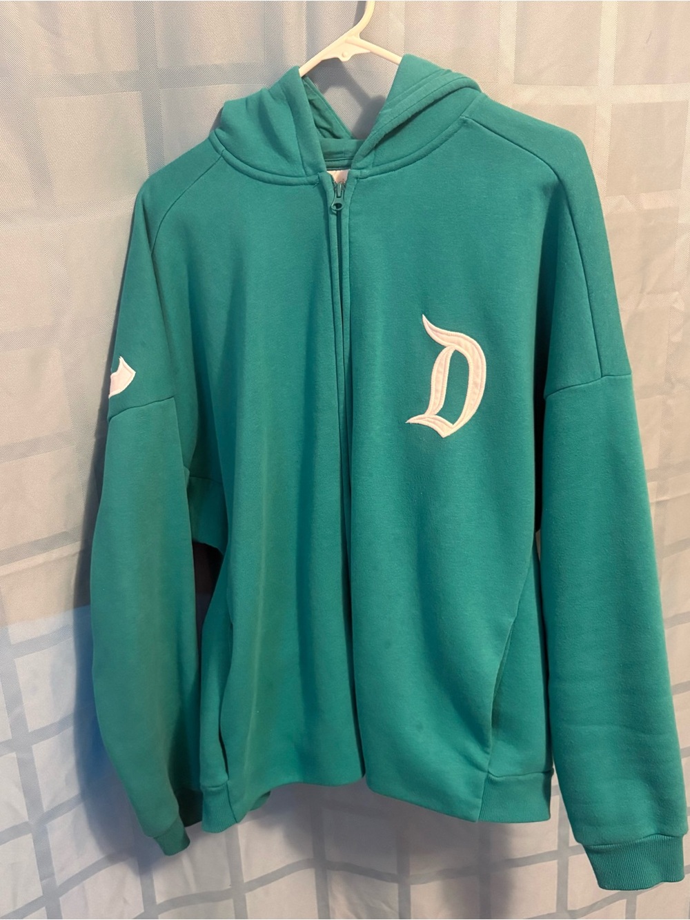 Disneyland Teal Zip-Up Hoodie with Spirit Jersey Lettering- Large